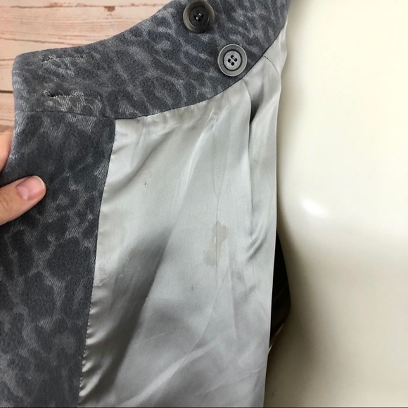 Rebecca Taylor Grey Animal Print Retro Mid Century Mod Cape Capelet Jacket - Picture 8 of 11